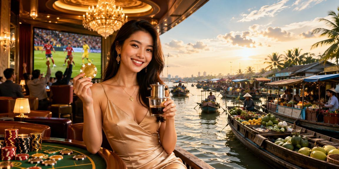 Người dùng tại Cần Thơ ngồi cà phê sáng, kiểm tra ưu đãi khuyến mãi trên điện thoại